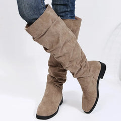 Round Toe Block Heels Boots OutfitFlow