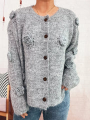 Flower Button-Up Cardigan OutfitFlow