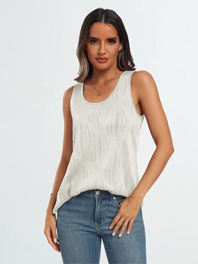 Round Neck Wide Strap Tank OutfitFlow