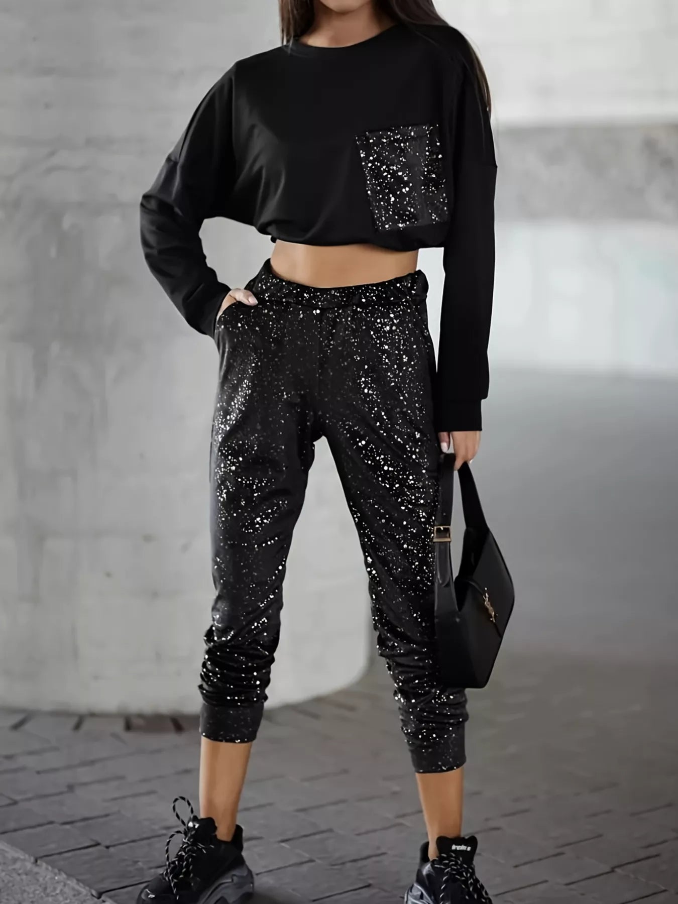 Printed Round Neck Top and Pants Set OutfitFlow