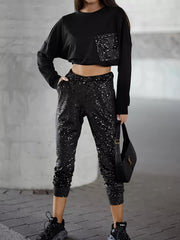 Printed Round Neck Top and Pants Set OutfitFlow