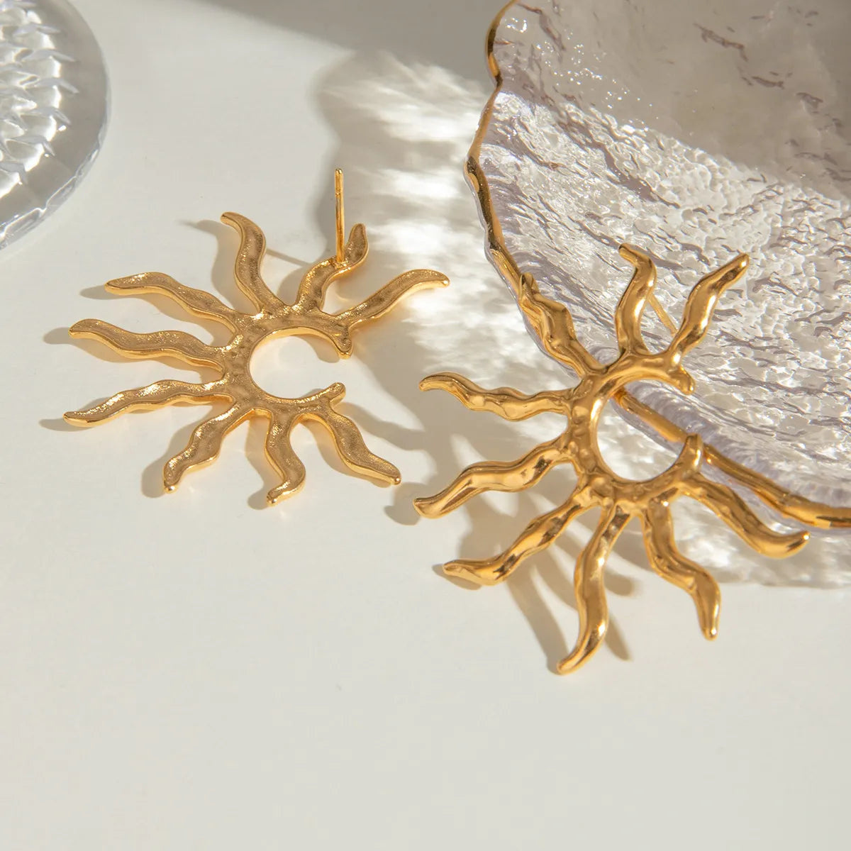 18K Gold-Plated Sun Ray Earrings OutfitFlow