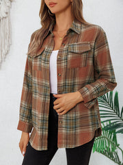 Outfit Flow - Plaid Collared Neck Button Up Long Sleeve Shirt