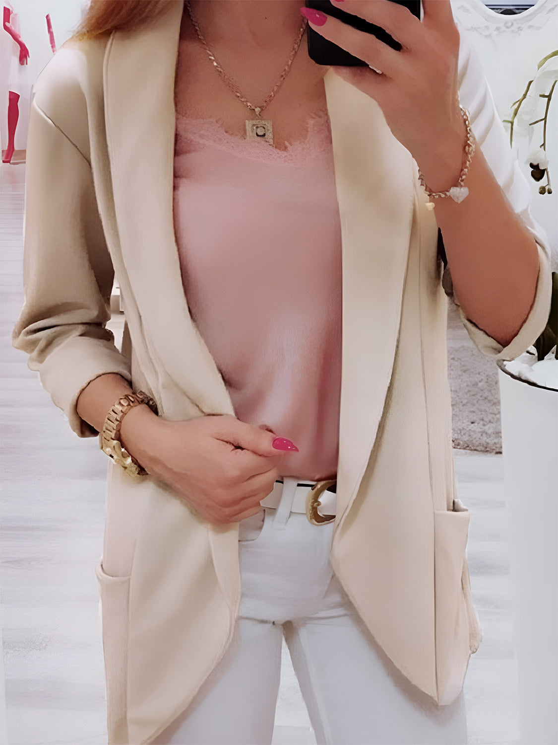 Collared Neck Long Sleeve Blazer