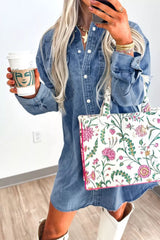 Vintage Wash Button-Down Denim Dress OutfitFlow