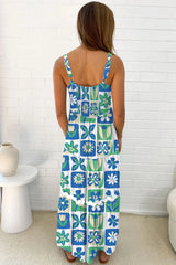 Floral Mixed Pattern Ruffle Flutter Sleeve Buttoned Dress OutfitFlow