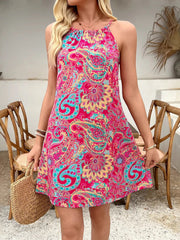 Paisley Print Halter Summer Dress OutfitFlow