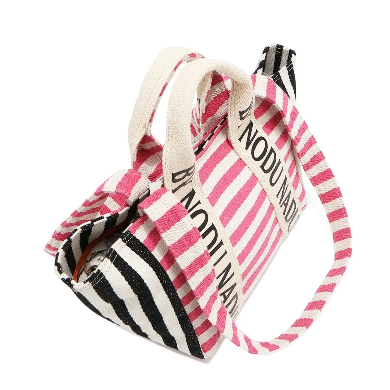 Nicole Lee USA Letter Striped Tote Bag OutfitFlow