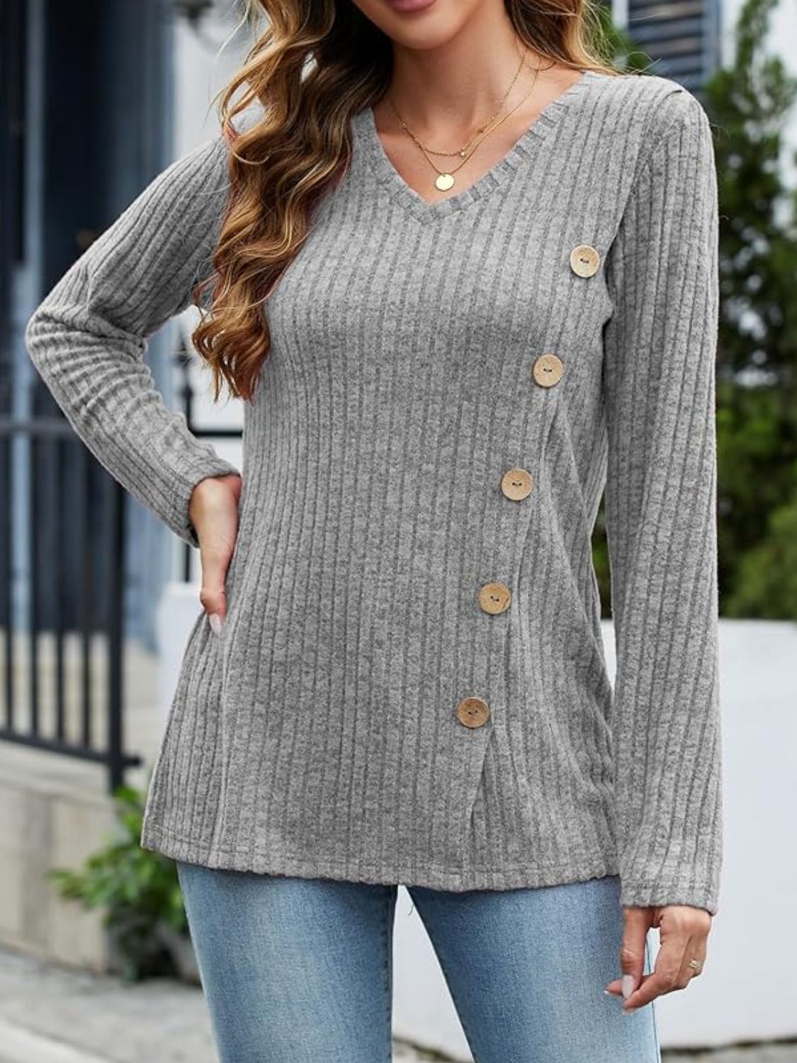 Outfit Flow - V-Neck Long Sleeve T-Shirt