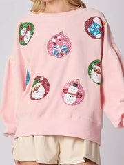 Christmas Sequin Embellished Sweatshirt OutfitFlow