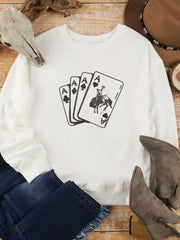 Ace Card Cowboy Graphic Long Sleeve Sweatshirt OutfitFlow