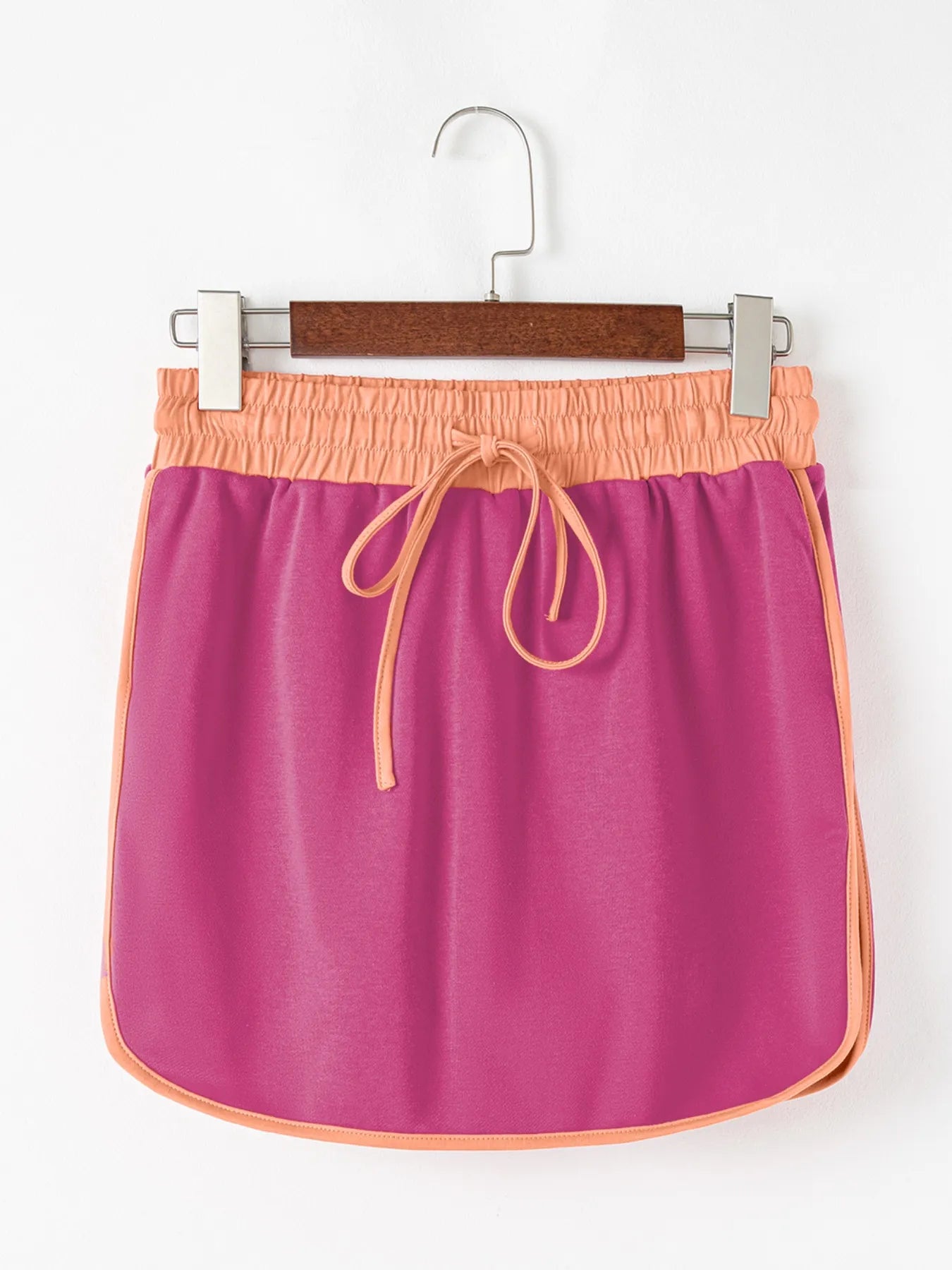 Contrast Trim Long Sleeve Top and Skort Set OutfitFlow