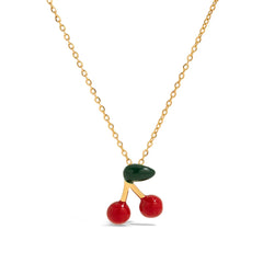 18K Gold-Plated Cherry Pendant Necklace OutfitFlow