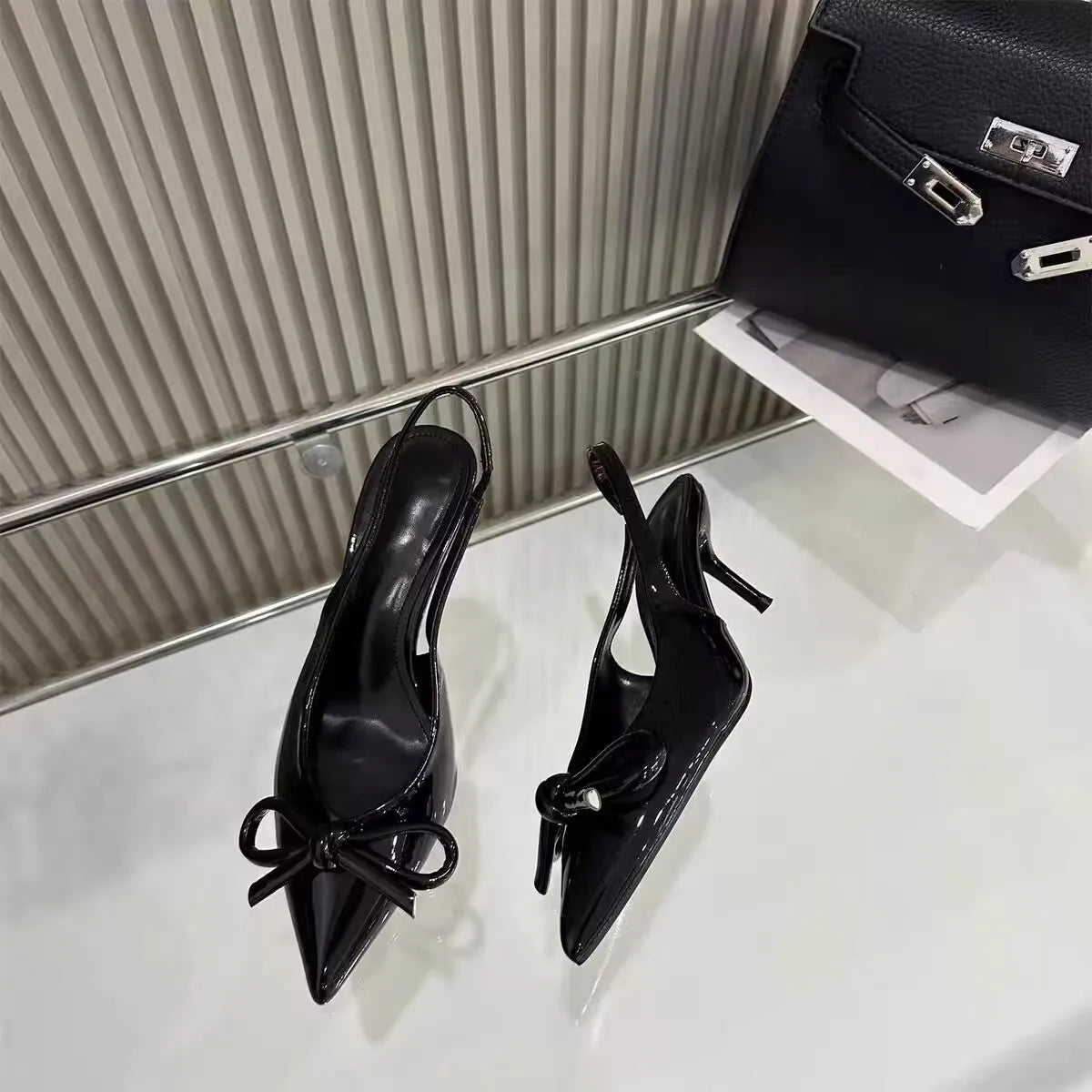 Point Toe Stiletto Pumps Black OutfitFlow