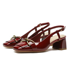 Square Toe Block Heels Pumps OutfitFlow