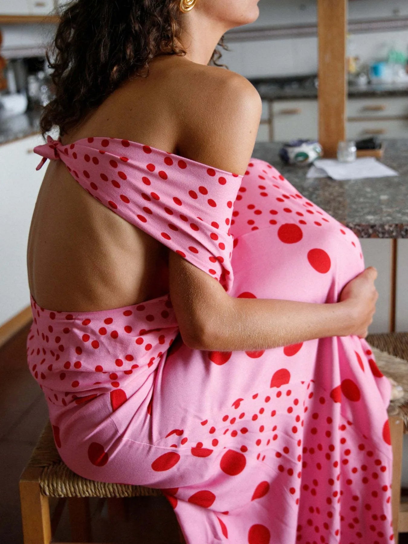 Polka Dot Top and Maxi Skirt Set OutfitFlow