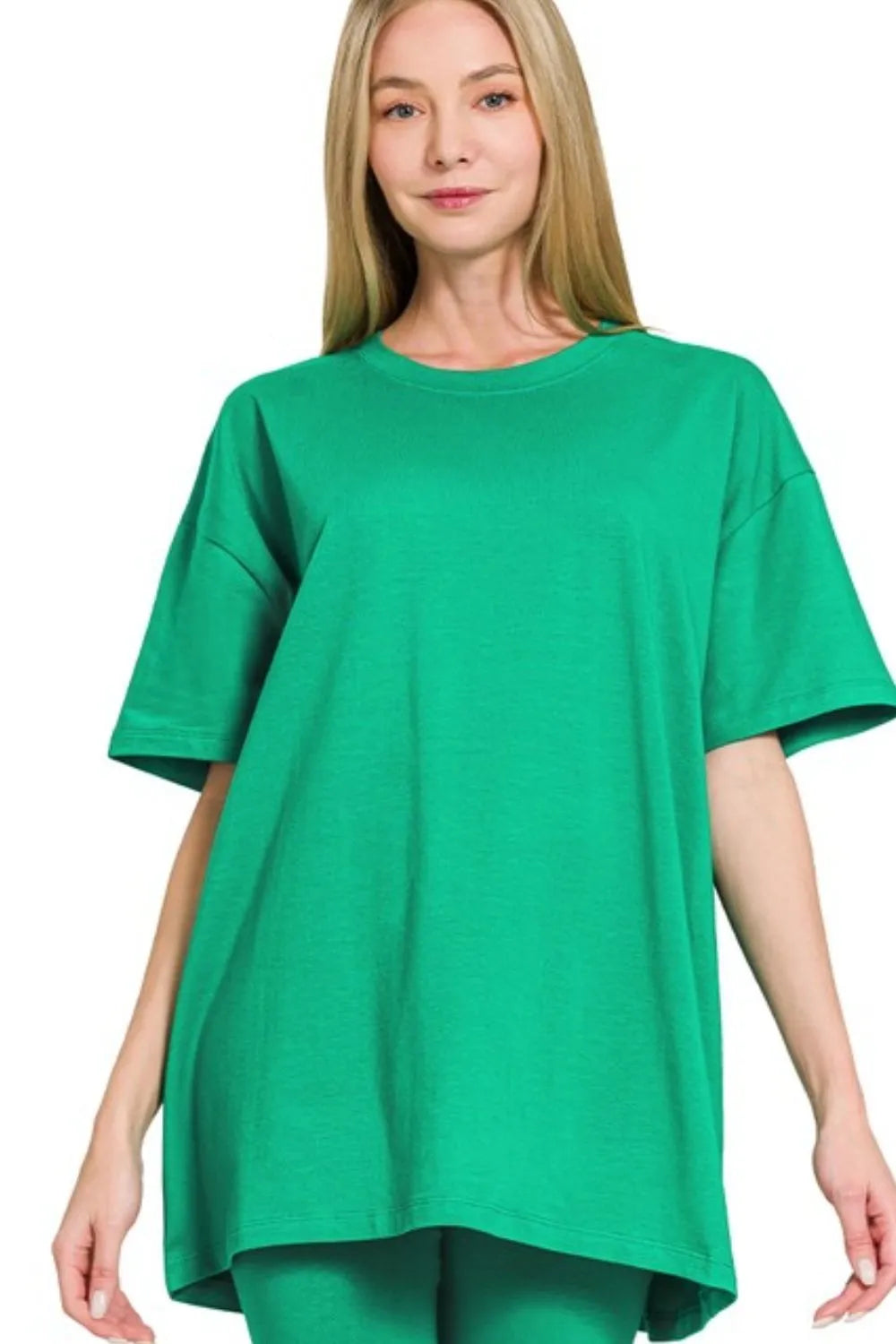 Zenana Cotton Round Neck Top & Biker Shorts OutfitFlow