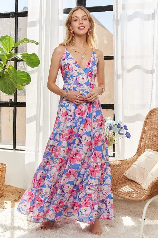 ADORA Drawstring Detail Washed Dress PINK BLUE OutfitFlow