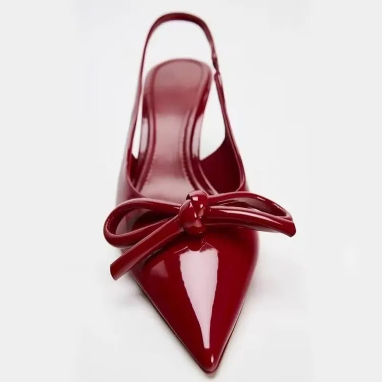 Point Toe Stiletto Pumps Red OutfitFlow