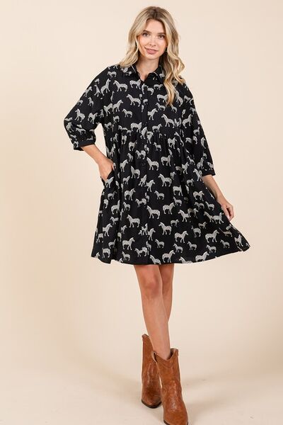 Mittoshop Zebra Print Button Down Shirt Mini Dress OutfitFlow