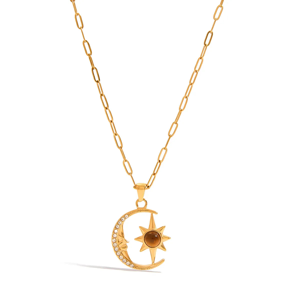 18K Gold-Plated Moon Star Pendant Necklace OutfitFlow