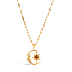 18K Gold-Plated Moon Star Pendant Necklace OutfitFlow
