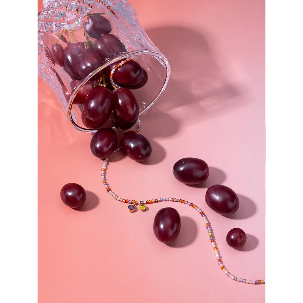 Stainless Steel Glass Stone Necklace OutfitFlow