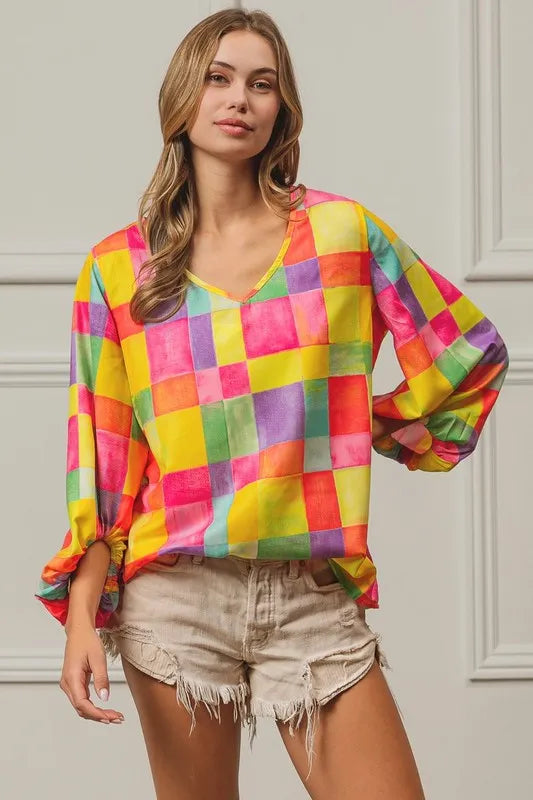 BiBi Multi Block Bubble Pop Ballon Top OutfitFlow
