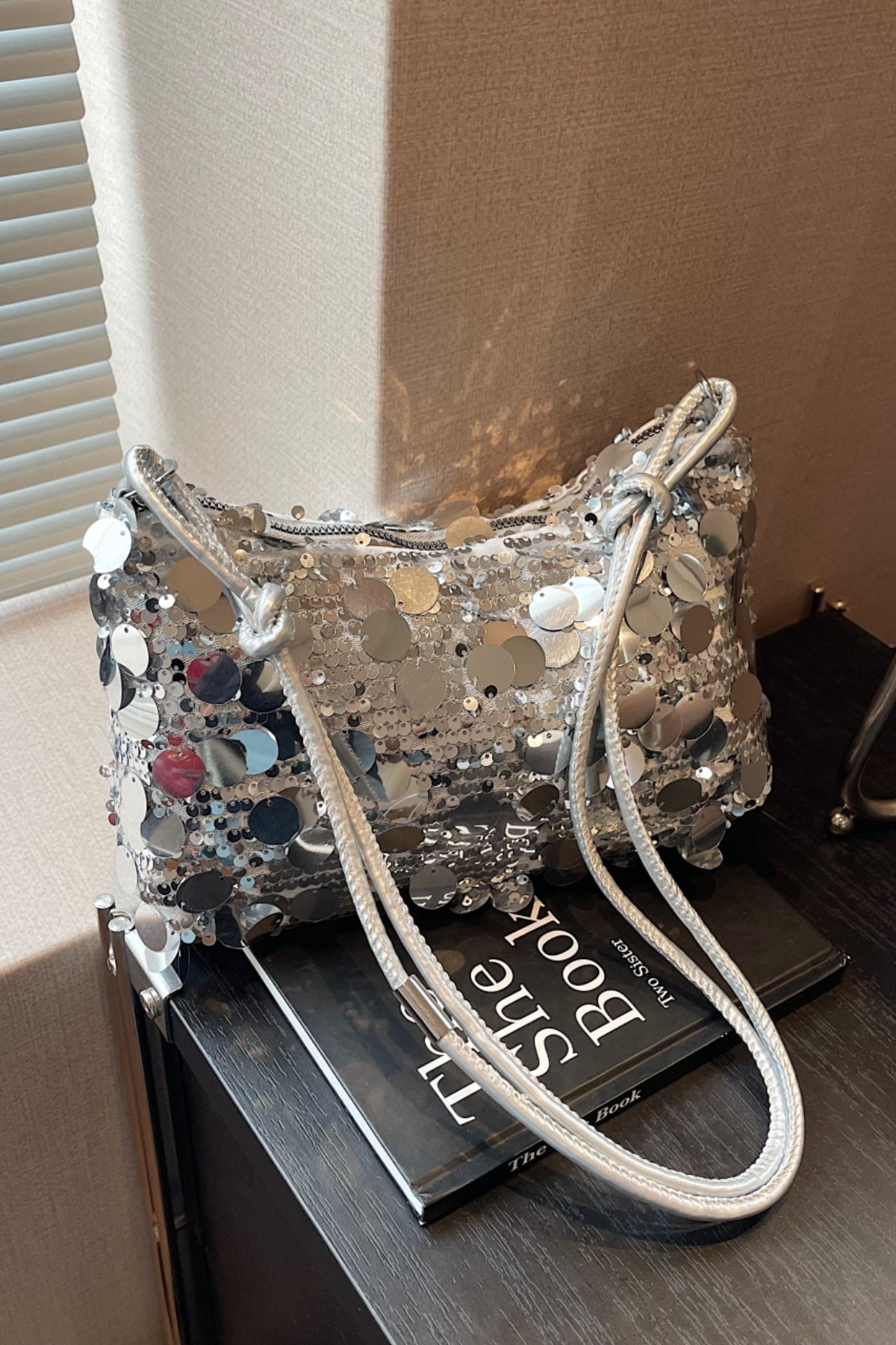 Sequin Knotted Straps Shoulder Bag