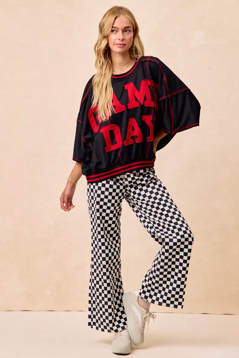 BiBi Gameday Theme Checkered Printed Pants OutfitFlow