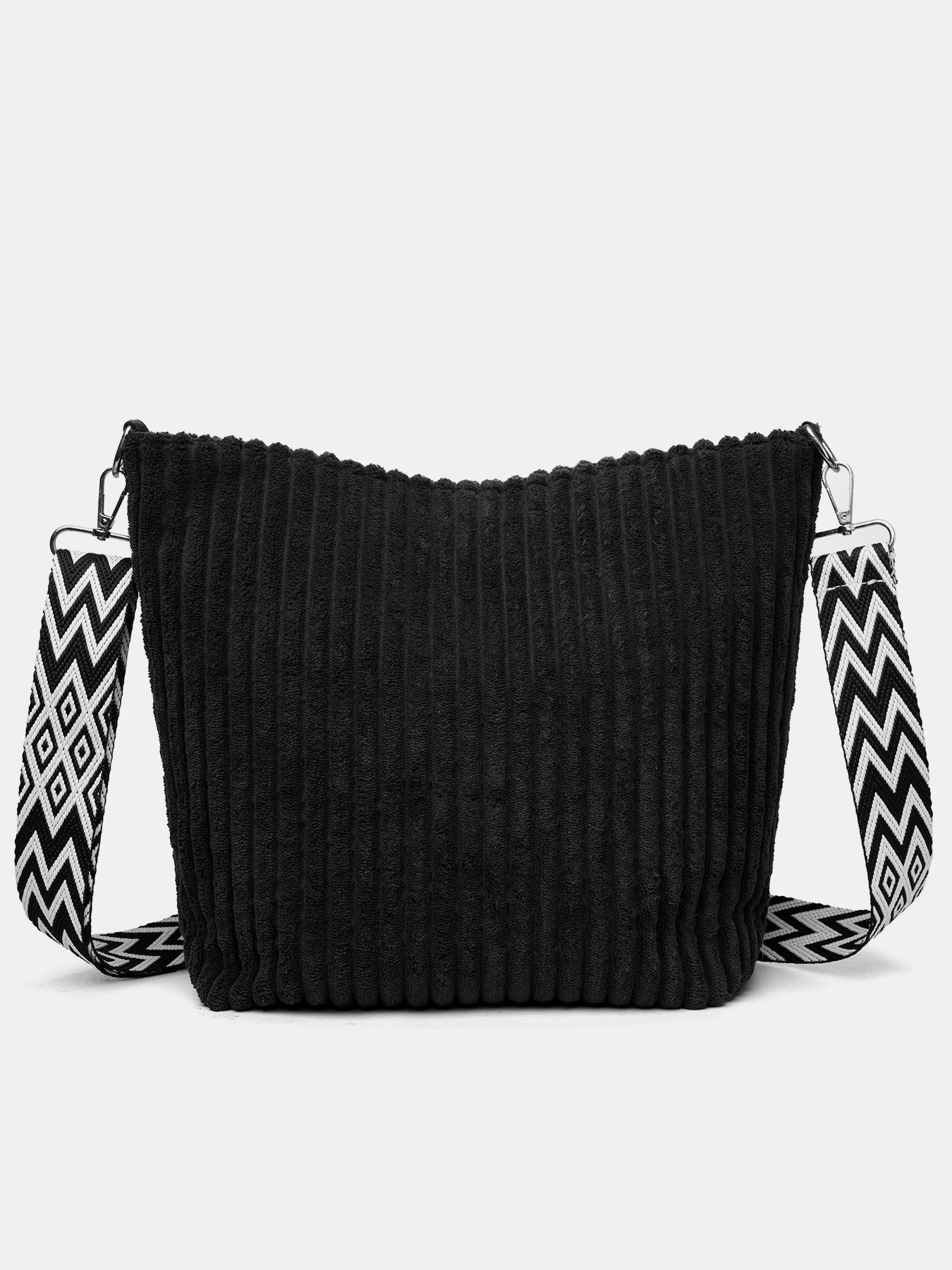 Corduroy Solid Color Crossbody Bag with Removable Strap OutfitFlow