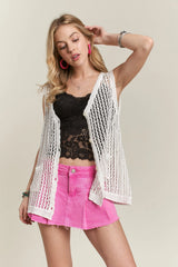 ADORA Button Down Crochet Vest Top OutfitFlow