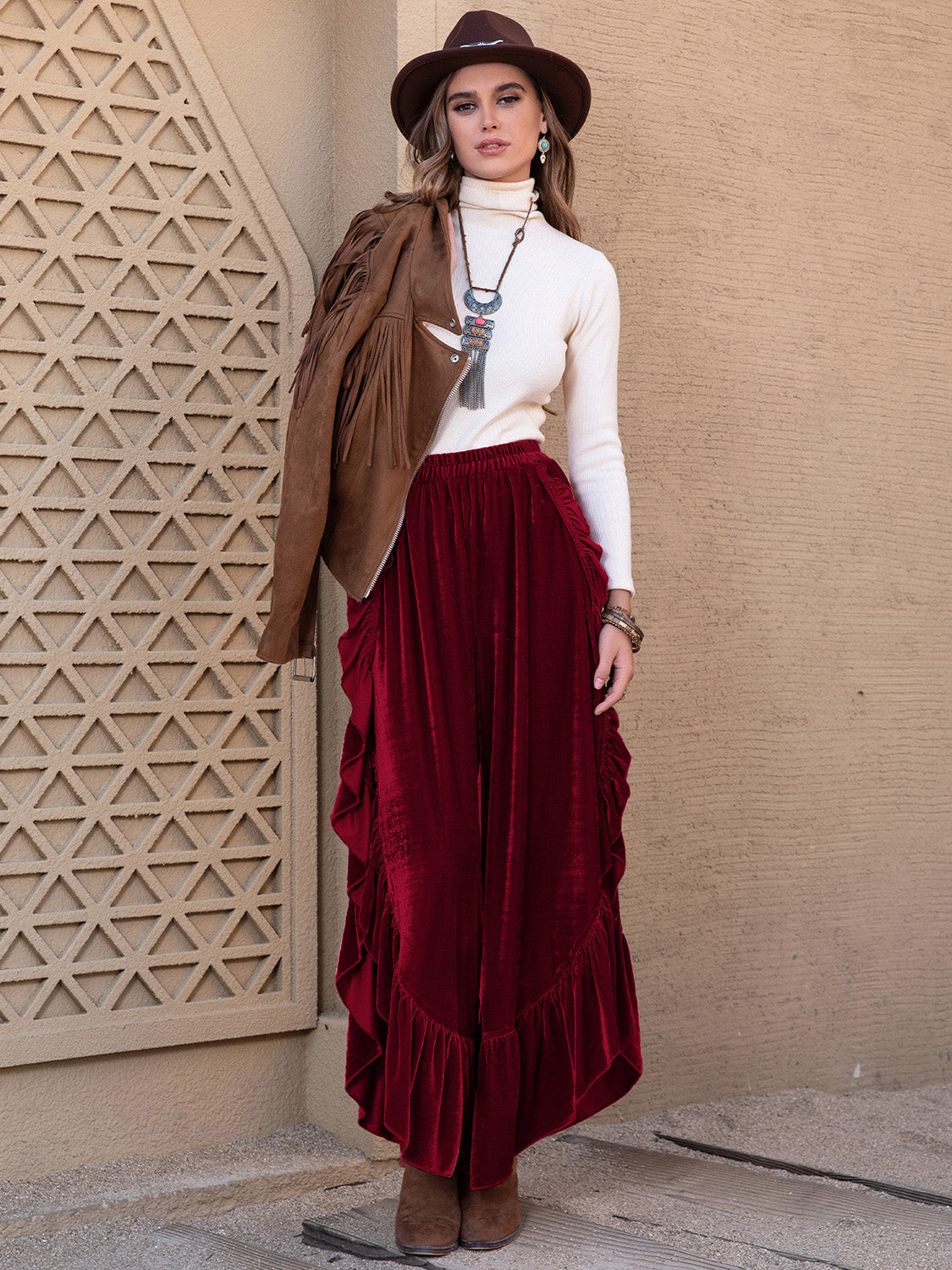 Outfit Flow - Slit Ruffled Wide Leg Pants