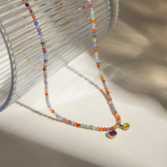 Stainless Steel Glass Stone Necklace OutfitFlow