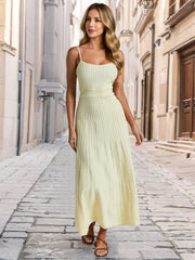 Textured Scoop Neck Midi Cami Dress OutfitFlow