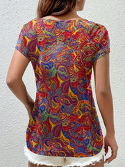 Paisley Print Short Sleeve T-Shirt OutfitFlow