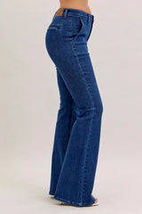 Judy Blue High Waist Flare Jeans with Front Patch Pockets Trendsi