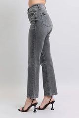 Judy Blue Full Size High Waist Rhinestone Straight Jeans Plus Size OutfitFlow