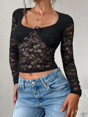 Outfit Flow - Devine Scoop Neck Long Sleeve Lace Top