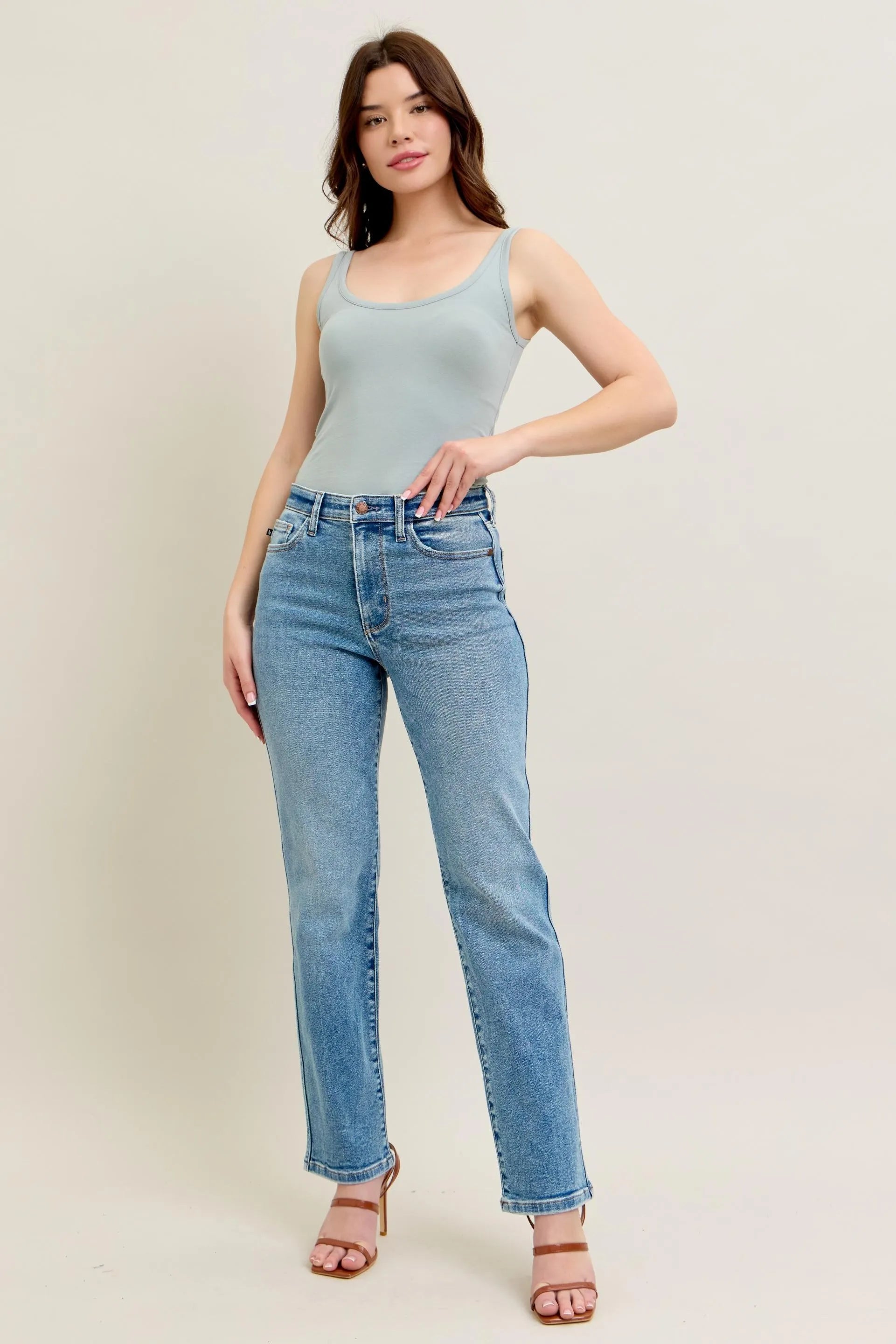 Judy Blue Full Size Hw Vintage Straight Jeans Plus Size OutfitFlow