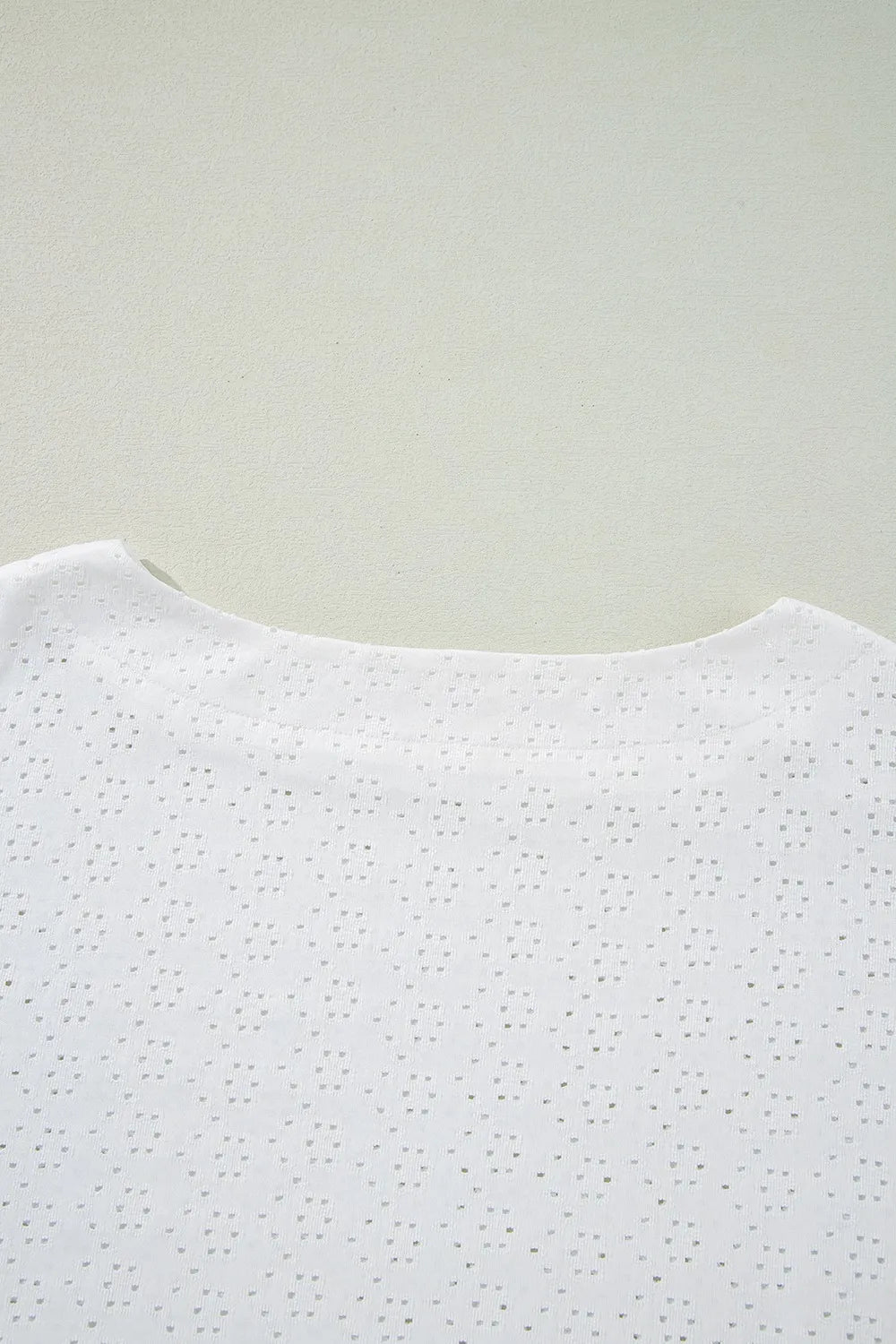 Eyelet Pattern Boat Neck Casual Tee OutfitFlow