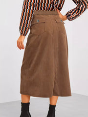 Front Slit Shift High Waist Midi Skirt OutfitFlow