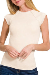 Zenana Stone Washed Ribbed Seamless Top OutfitFlow