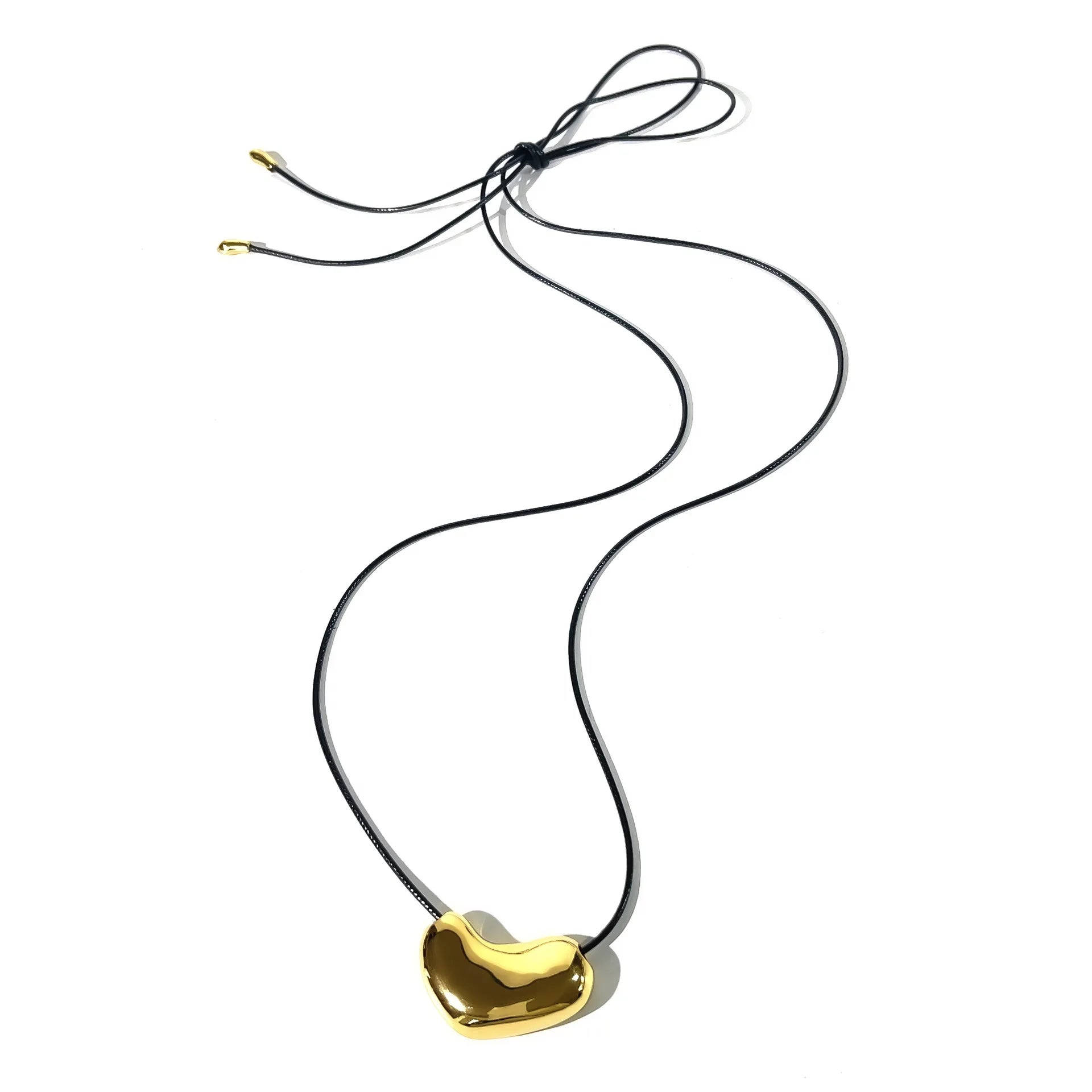 Heart Pendant Leather Rope Necklace OutfitFlow