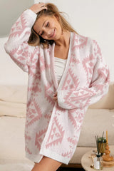 BiBi Aztec Pattern Open Front Cardigan OutfitFlow