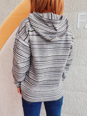 Striped Long Sleeve Hooded Sweater Trendsi