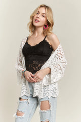 ADORA Leaf Pattern Crochet Cardigan OutfitFlow