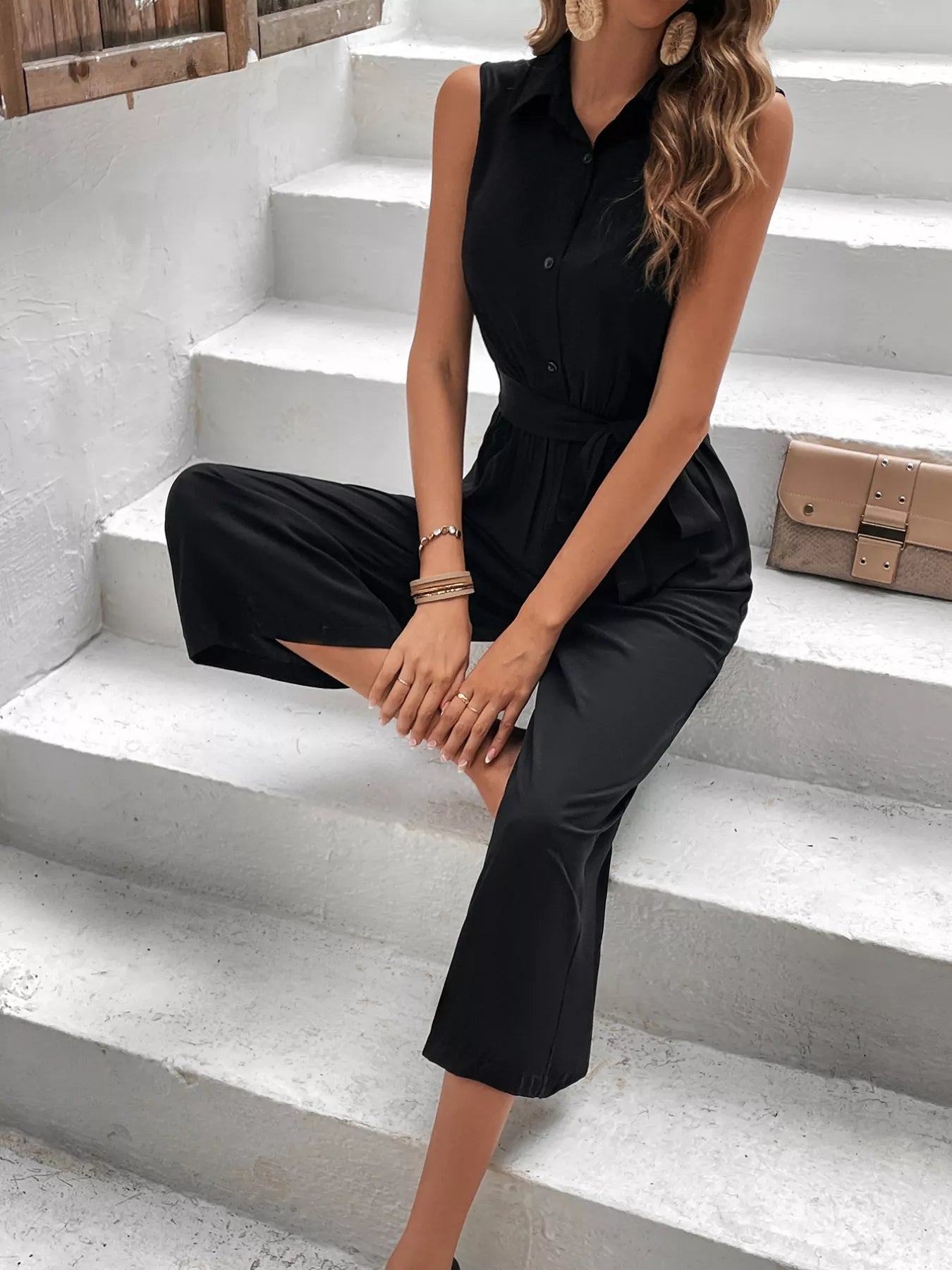 Sleeveless Wide Leg Jumpsuit OutfitFlow