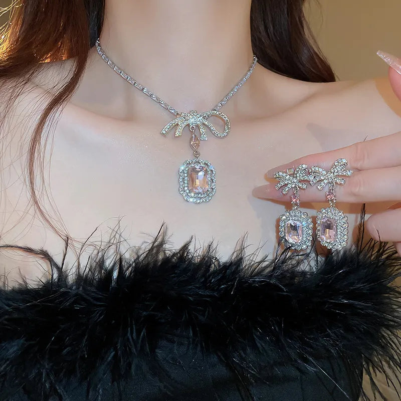 Alloy Crystal Geometric Dangle Earrings OutfitFlow