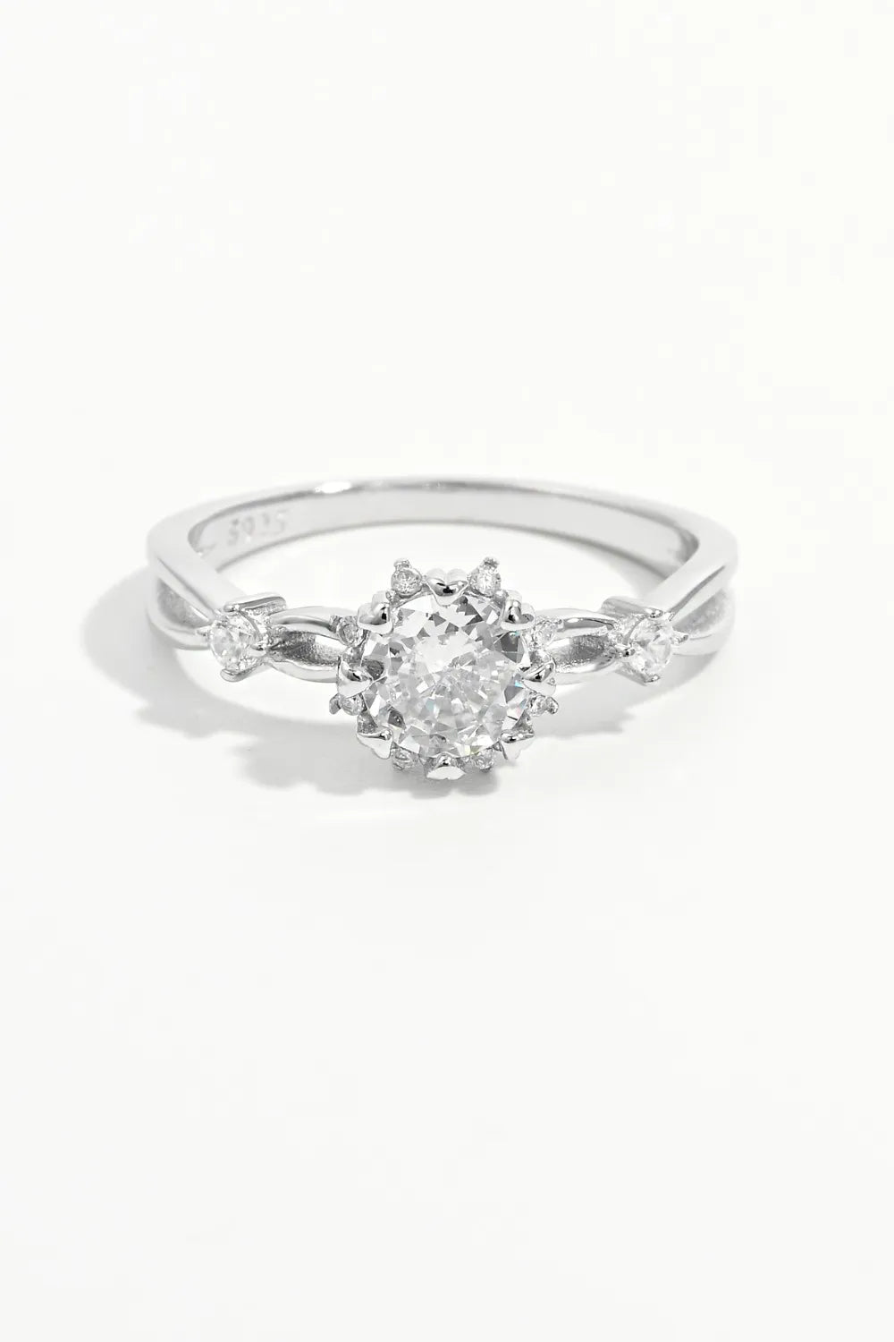 925 Sterling Silver Inlaid Zircon Ring Silver OutfitFlow